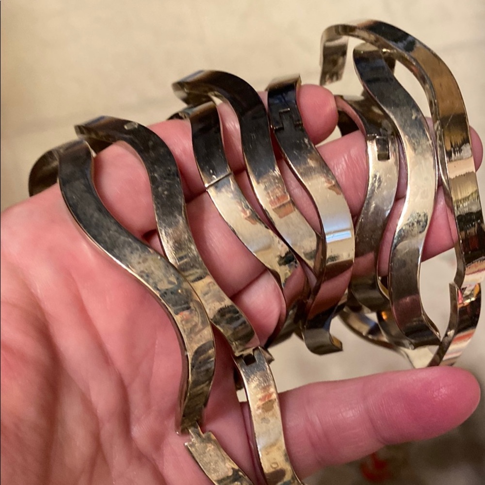 Sterling silver Wavy Bangles bracelets 8